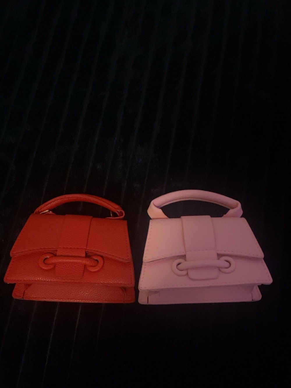 Women's Mini Top-Handle Bag in Red and Light Pink